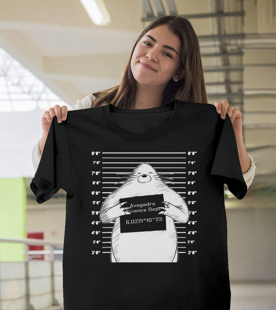 Funny Mole Mugshot Avogadro Science Dept 6.0221*10^23 T-Shirt