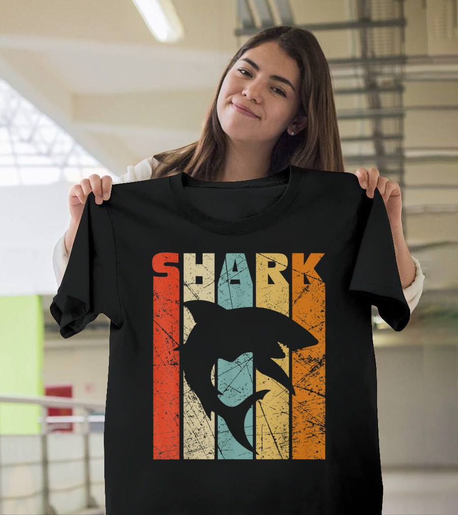 SHARK Vintage Silhouette Retro Stripes T-Shirt