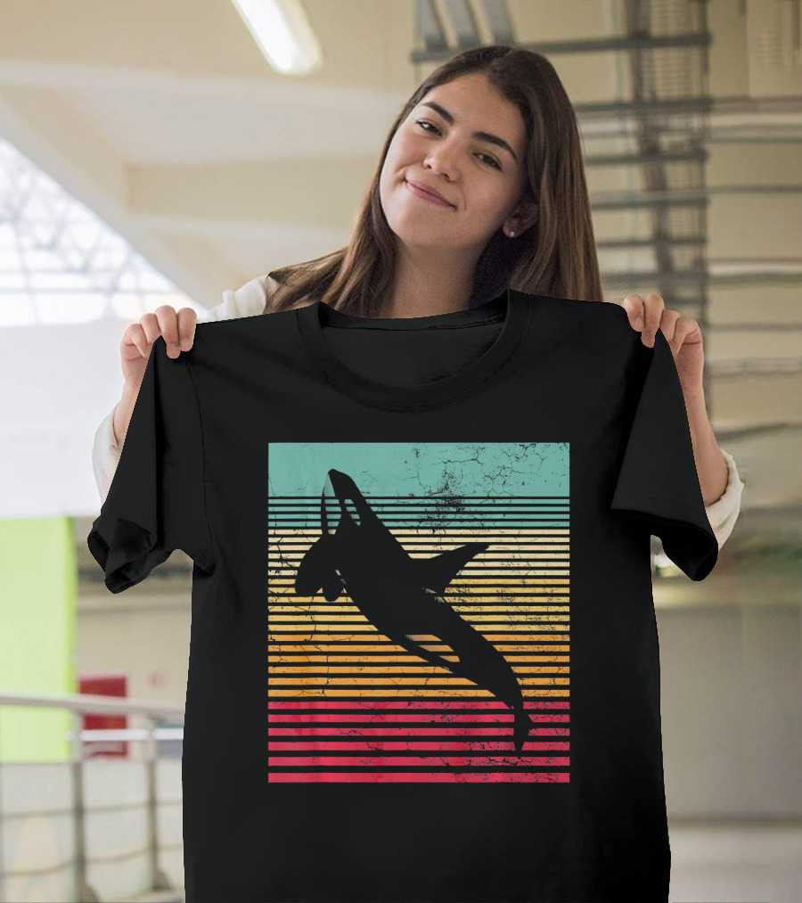 Killer Whale Orca Retro Silhouette Sunset Stripes Men's T-Shirt