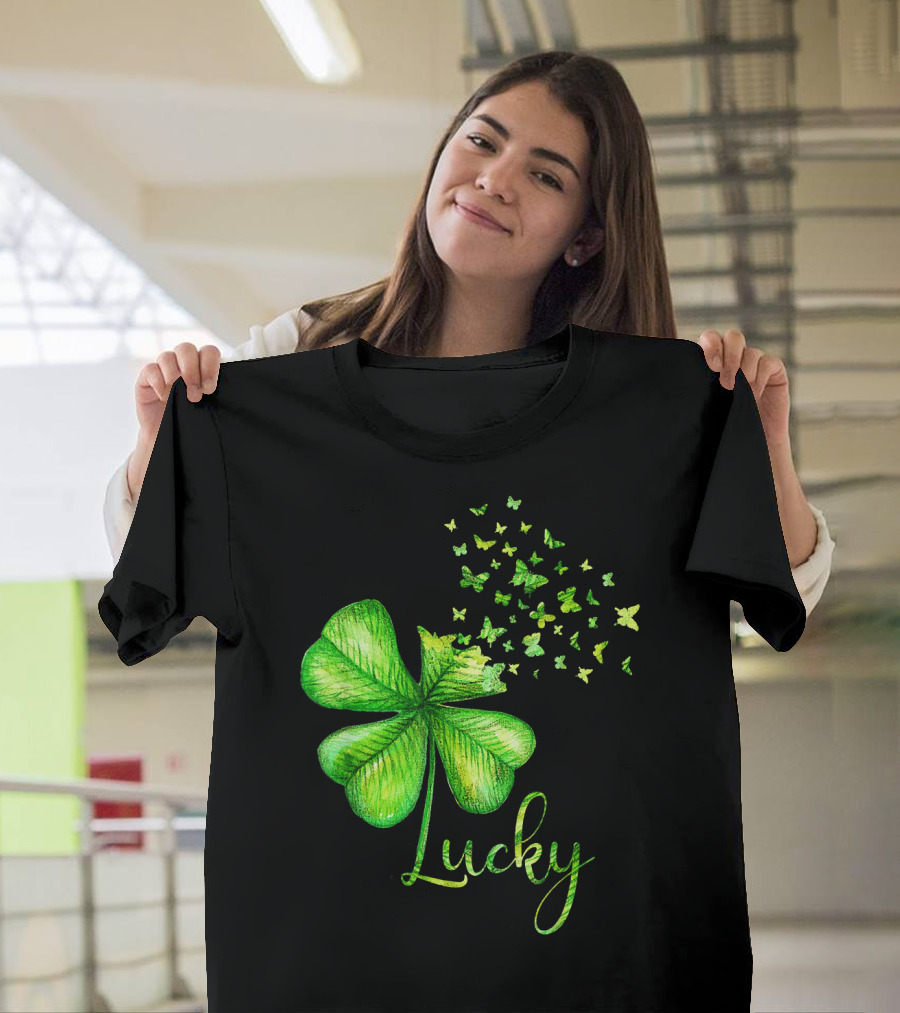 Lucky Shamrock with Butterfly Accents T-Shirt