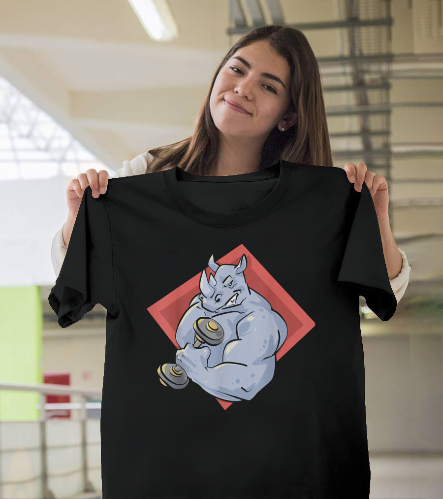 Ripped Rhino Bicep Curl Flexing Gym Fitness T-Shirt