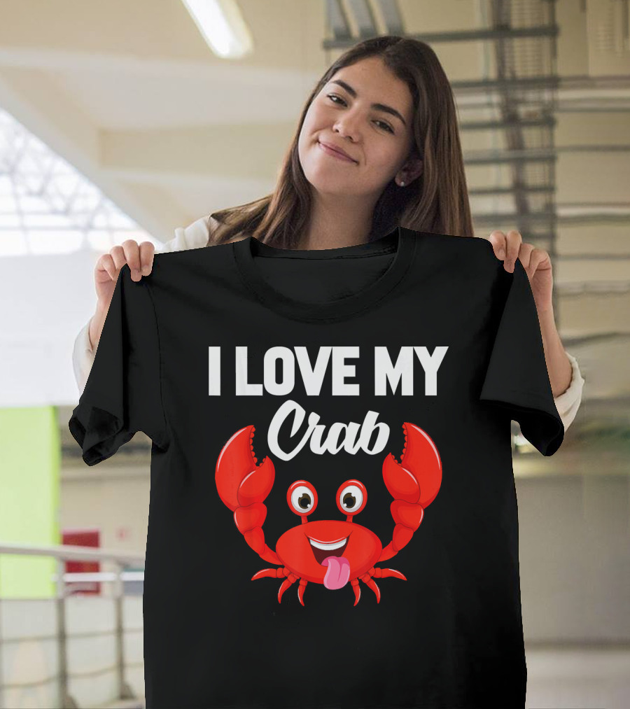 I Love My Crab Funny Cartoon Red Crustacean T-Shirt