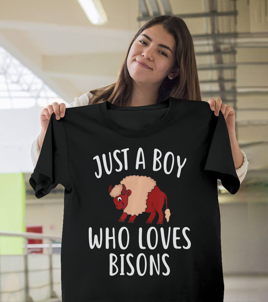 Just A Boy Who Loves Bisons Wild Animal Enthusiast T-Shirt
