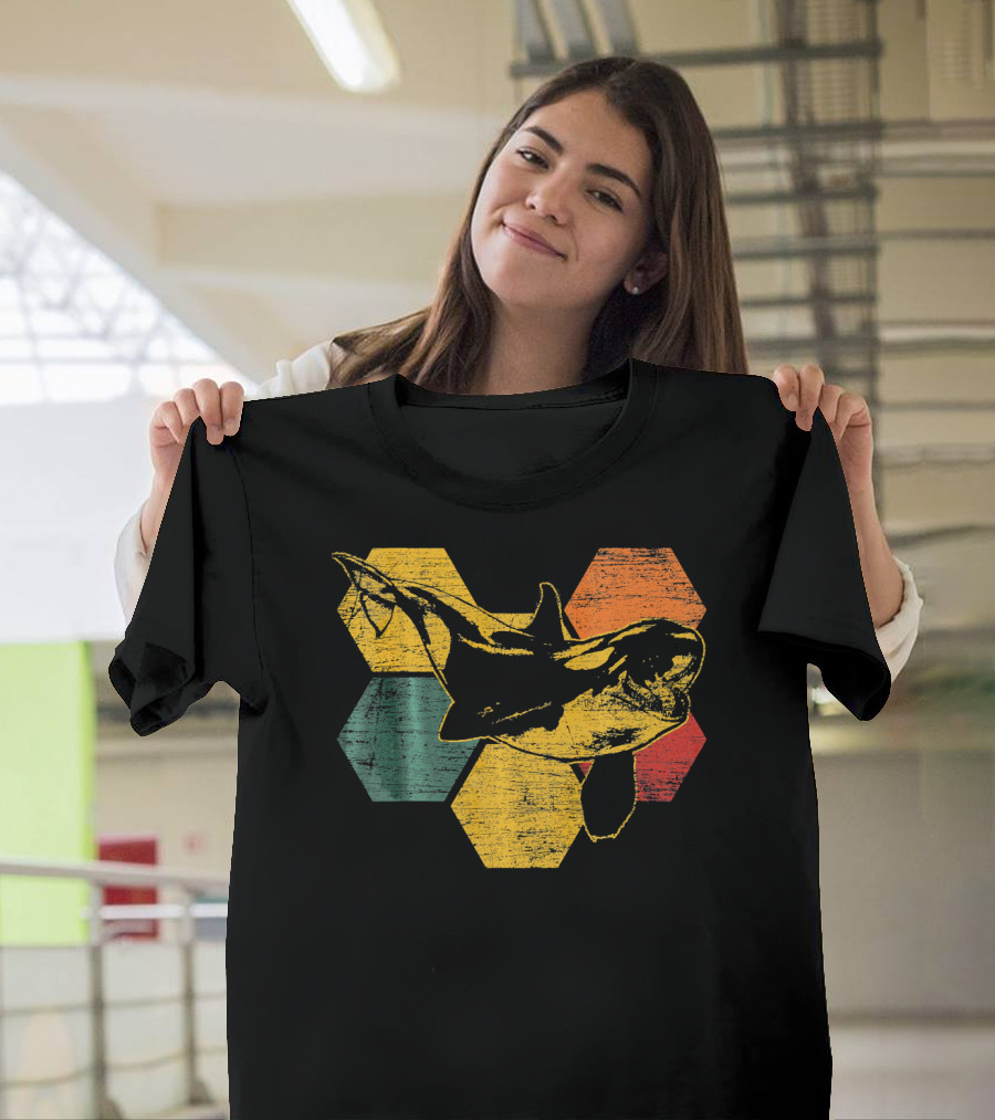 Retro Killer Whale Vintage Hexagon T-Shirt