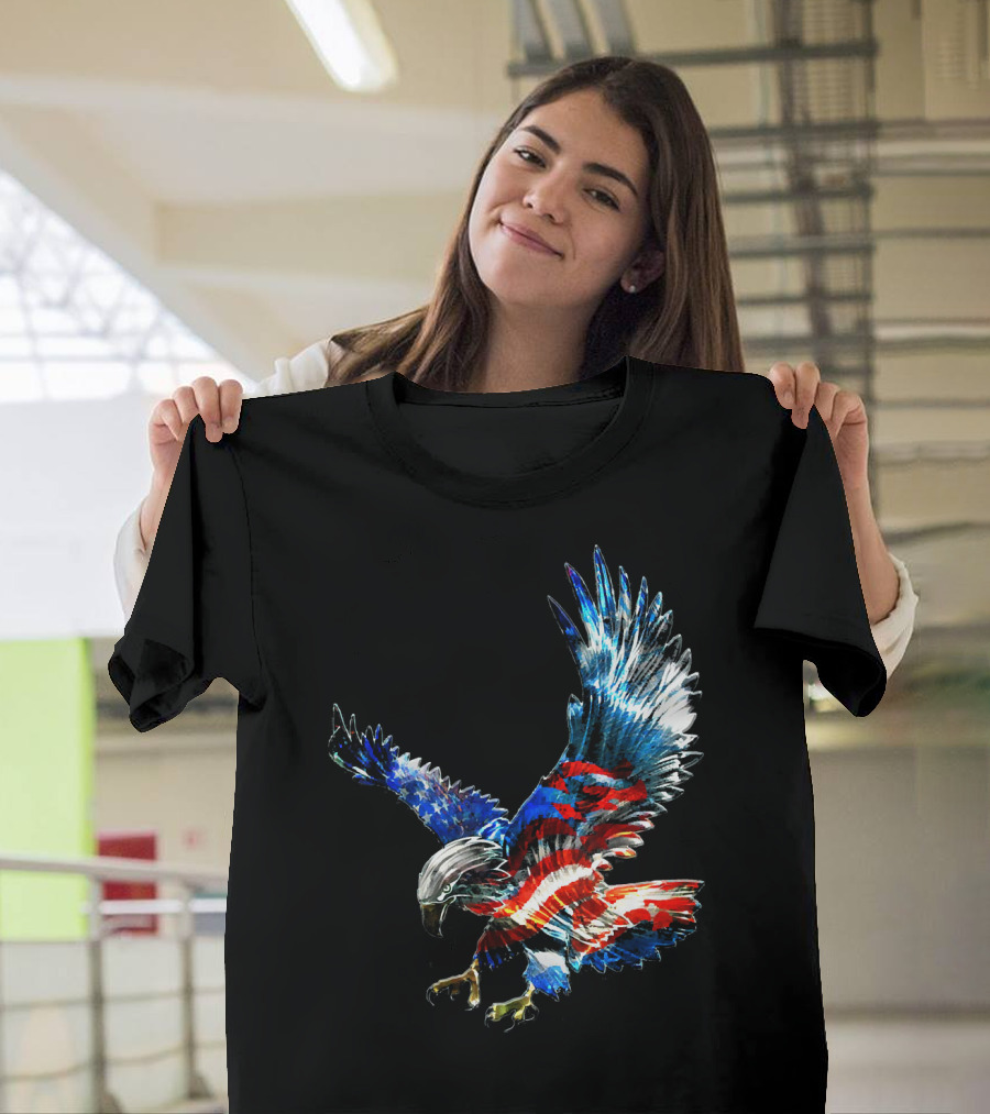 USA Flag Bald Eagle American Flag T-Shirt