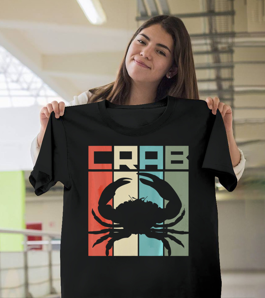 Retro Crab Silhouette Vintage Seafood Lovers T-Shirt