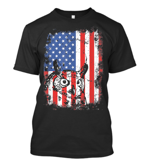 American Flag Owl USA 4th Of July Stars And Stripes Patriotic T-Shirt