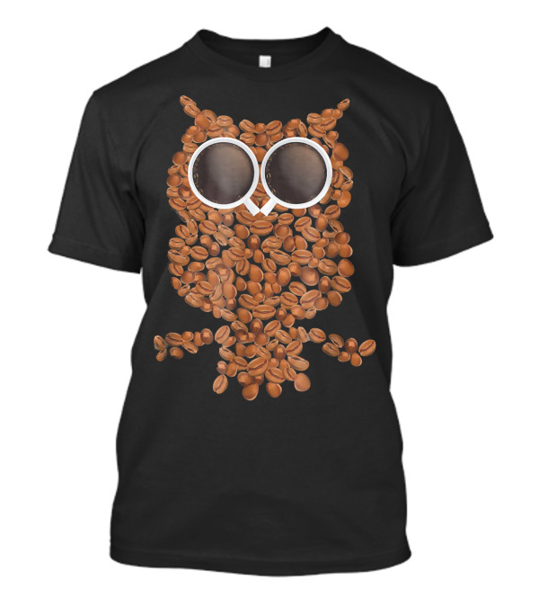 Coffee Beans Owl With Cup Eyes T-Shirt
