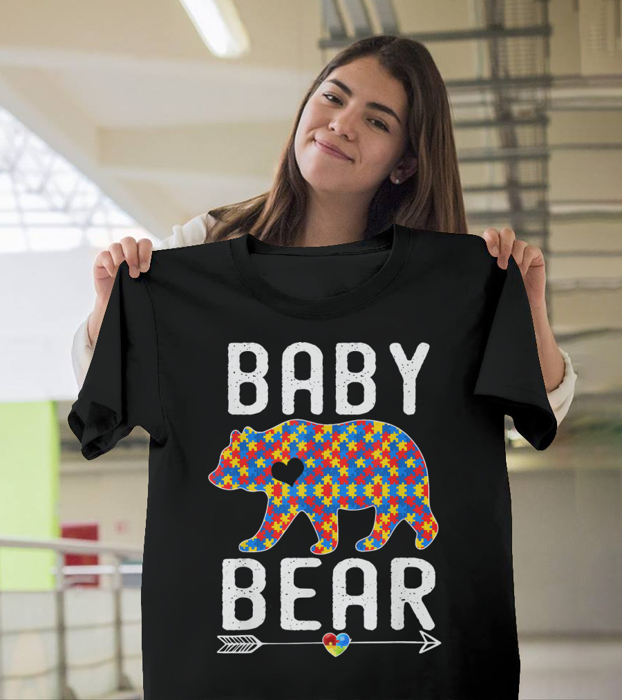 Baby Bear Autism Puzzle Piece Heart Arrow T-Shirt