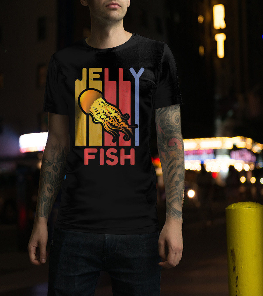 70s Retro Jellyfish Vintage Medu Stripes Colorful T-Shirt