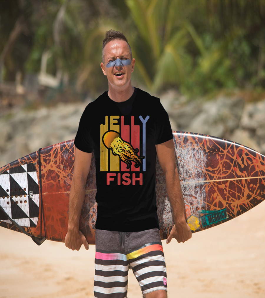 70s Retro Jellyfish Vintage Medu Stripes Colorful T-Shirt