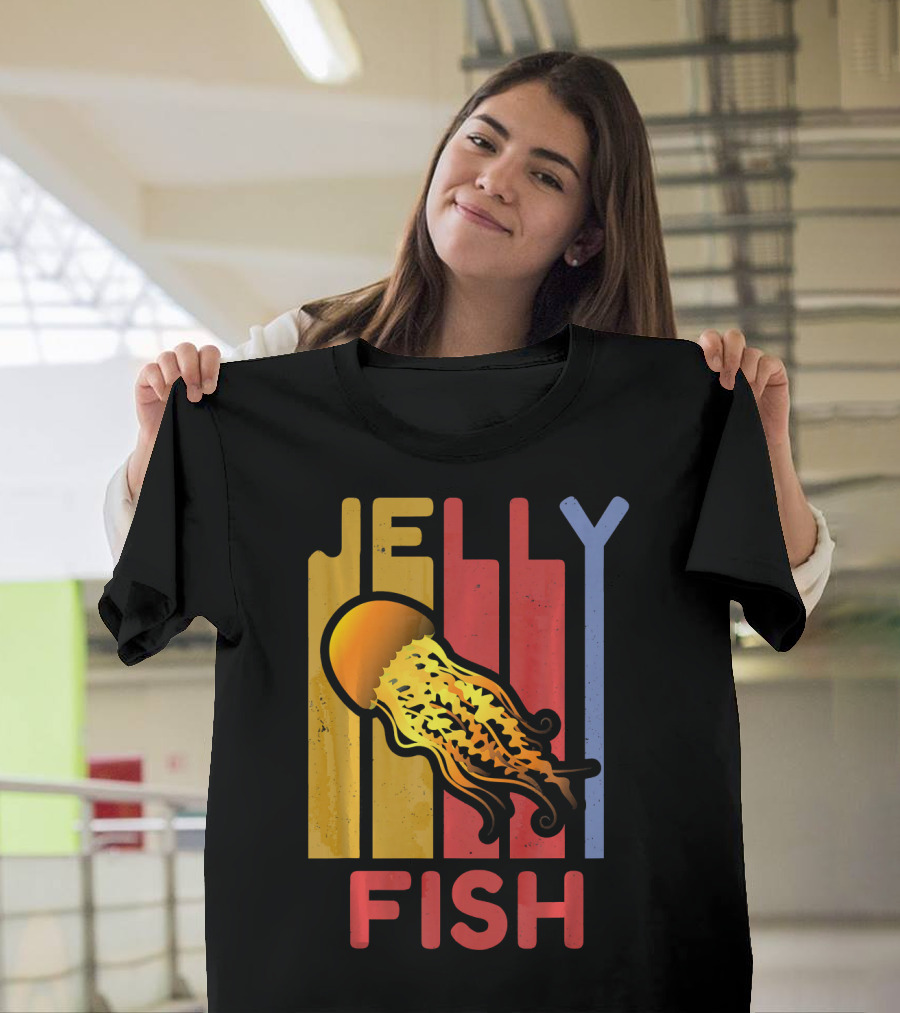 70s Retro Jellyfish Vintage Medu Stripes Colorful T-Shirt