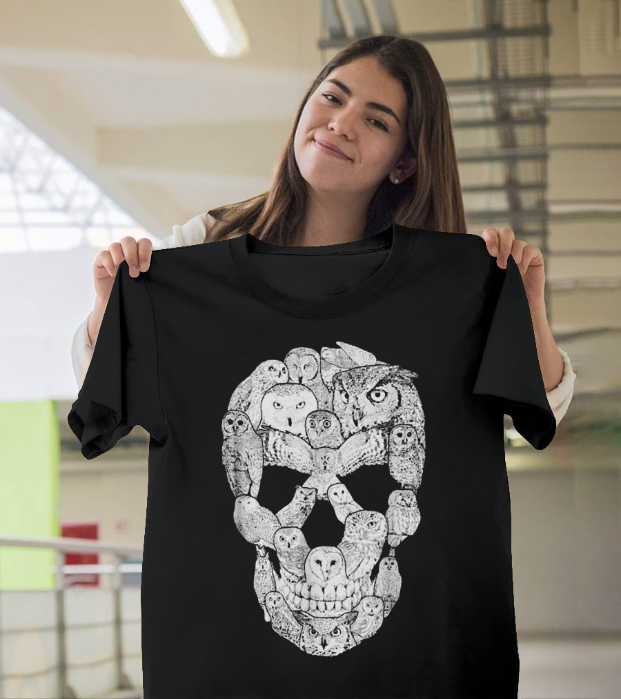 Cool Owl Skull Owl Faces Skull T-Shirt