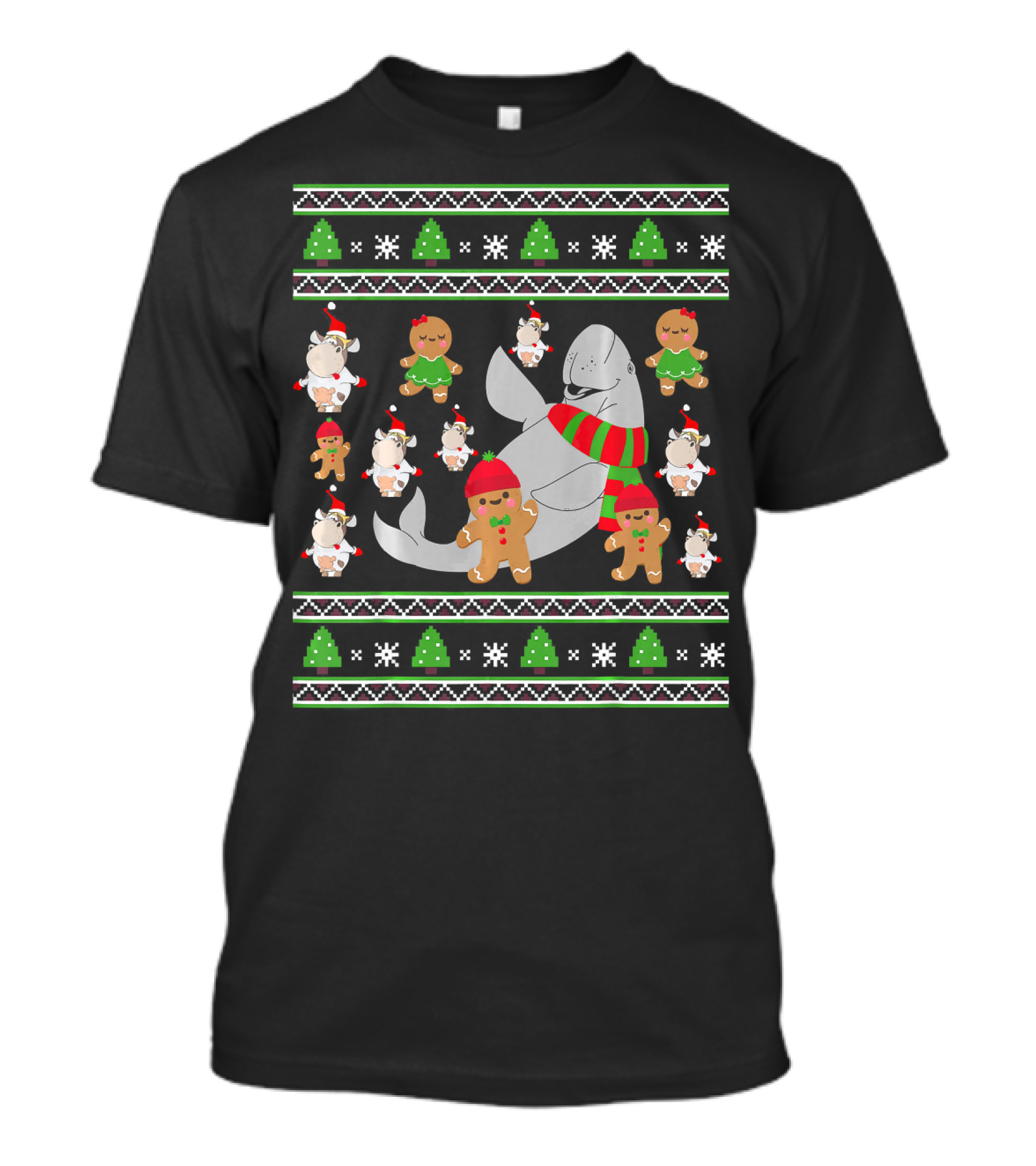 Manatee Sea Cow With Gingerbread Cookies Christmas T-Shirt