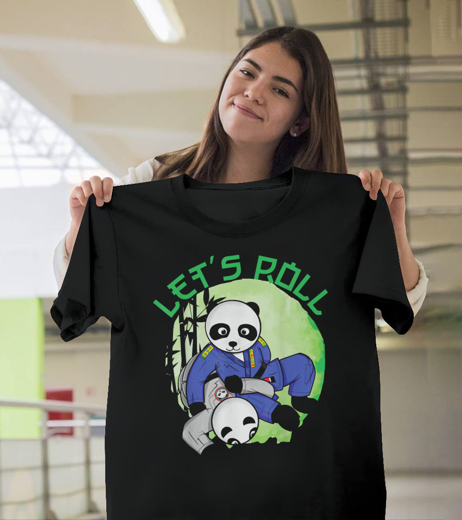 Let's Roll Brazilian Jiu Jitsu Omoplata with BJJ Panda T-Shirt