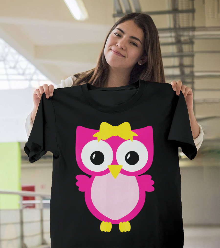 Cute Girls Awesome Owl with Bow T-Shirt