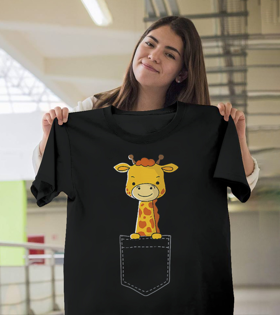 Cute Funny Giraffe in Pocket Zoo Safari Adventure T-Shirt