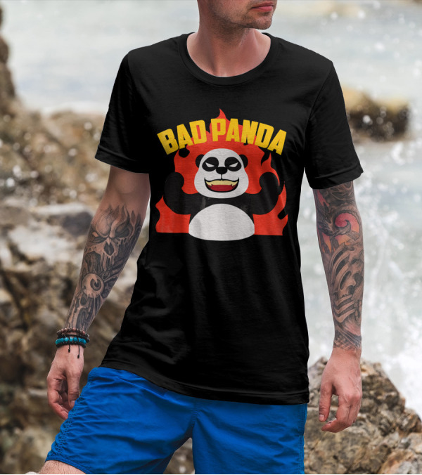Bad Panda Fierce Flaming Expression Bear T-Shirt