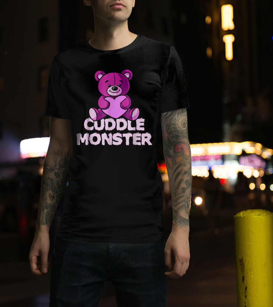 Cuddle Monster Cute Teddy Bear Hugging Heart T-Shirt