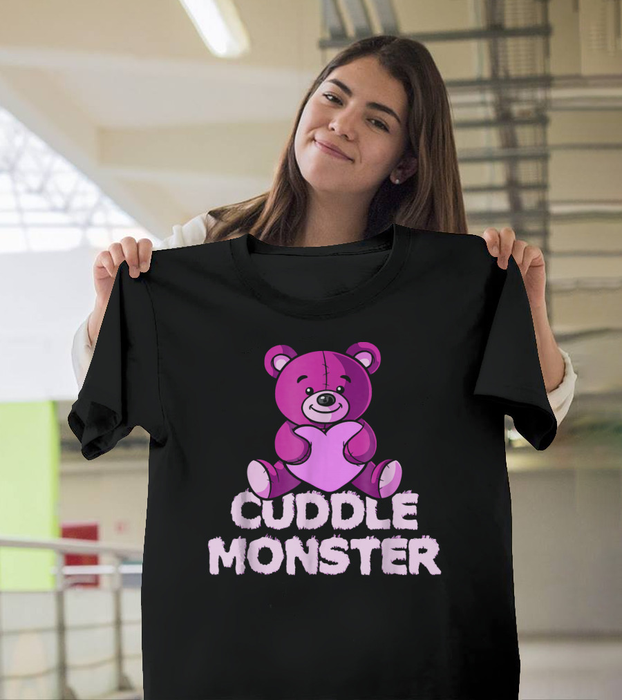 Cuddle Monster Cute Teddy Bear Hugging Heart T-Shirt