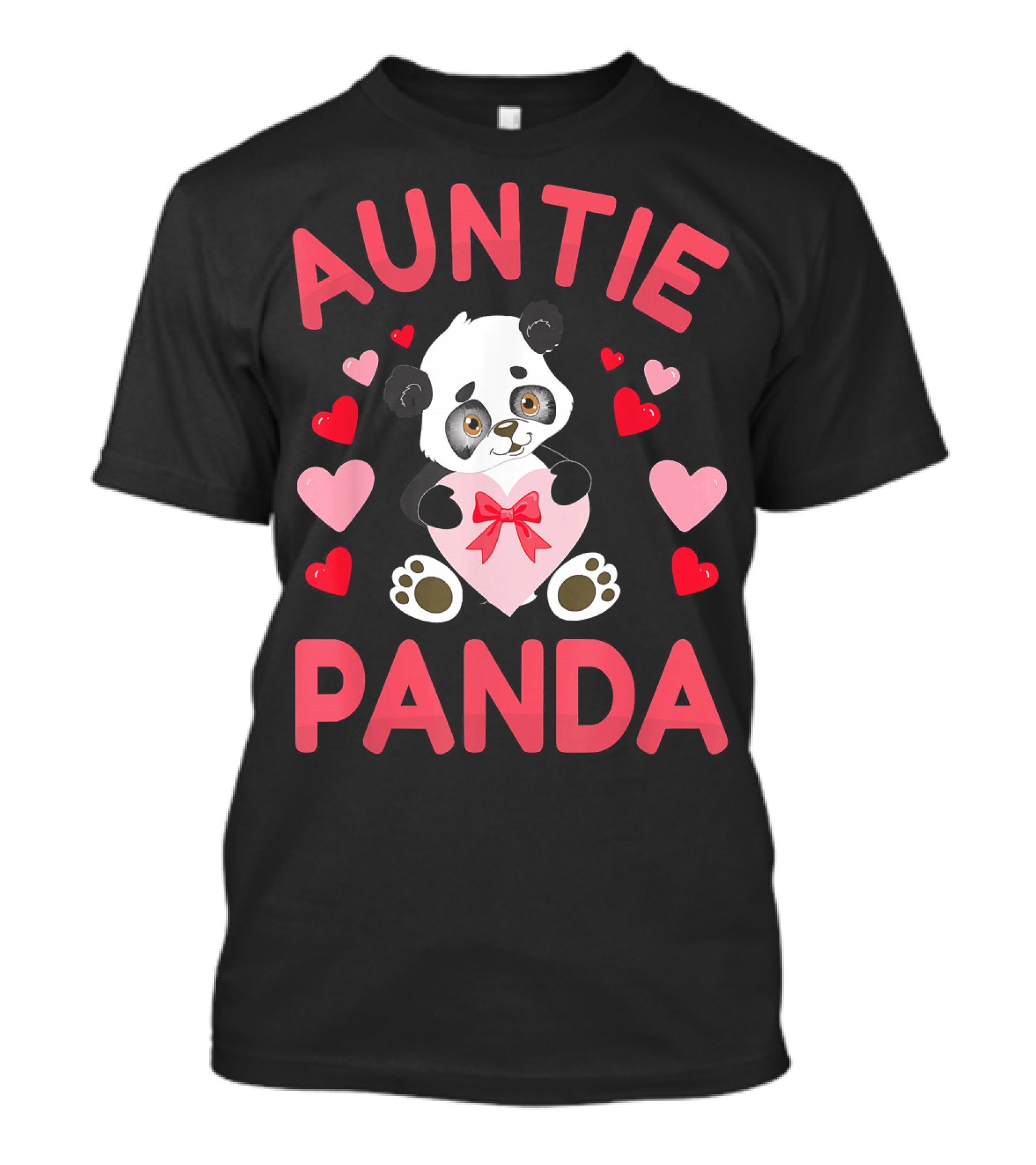 Auntie Panda Love Heart Bow Surrounded By Hearts T-Shirt