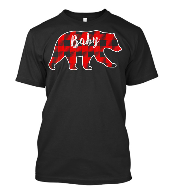 Baby Bear Red Plaid Christmas Pajama Kids T-Shirt