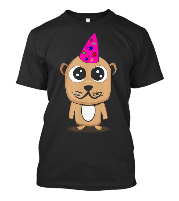 Birthday Meerkat In Pink Starry Party Hat T-Shirt