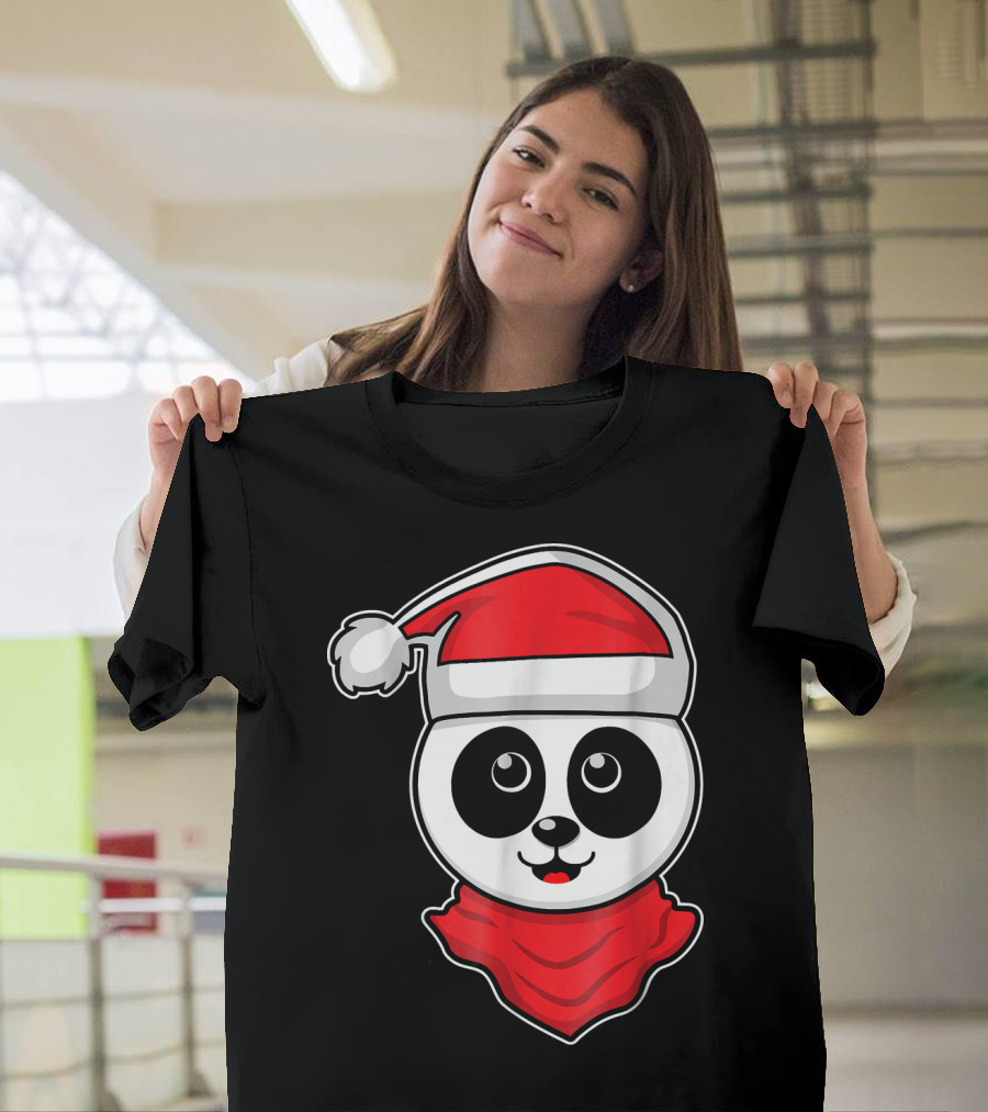 Christmas Panda Santa Hat Holiday Vacation T-Shirt