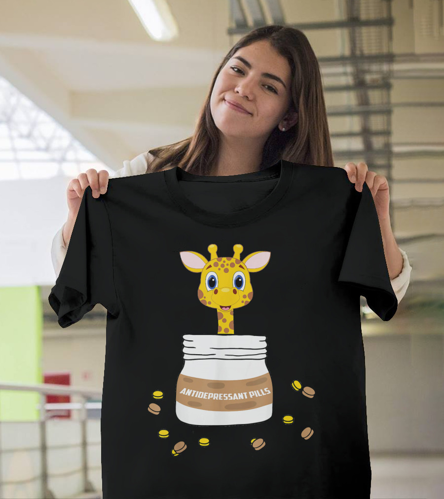 Antidepressant Pills Giraffe Lover Vintage Fun Cartoon Animal Substitute Capsule T-Shirt