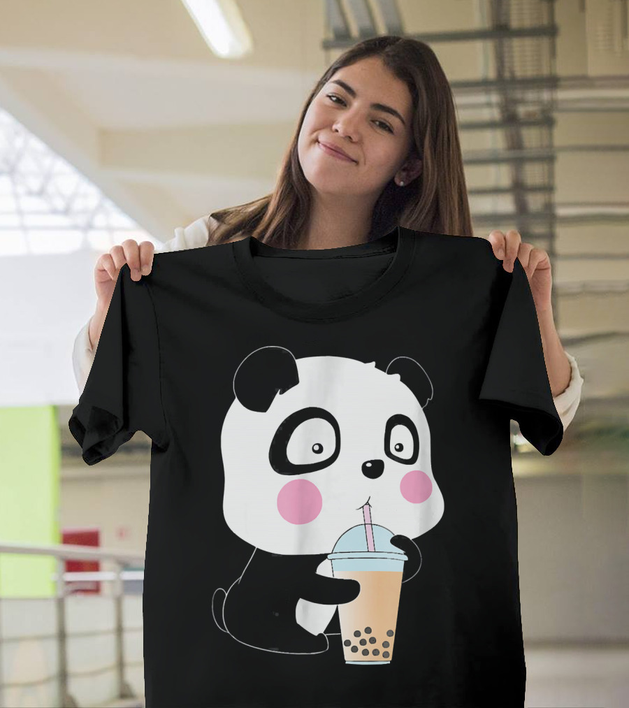 Bubble Tea Panda Cute Funny Boba Drink T-Shirt