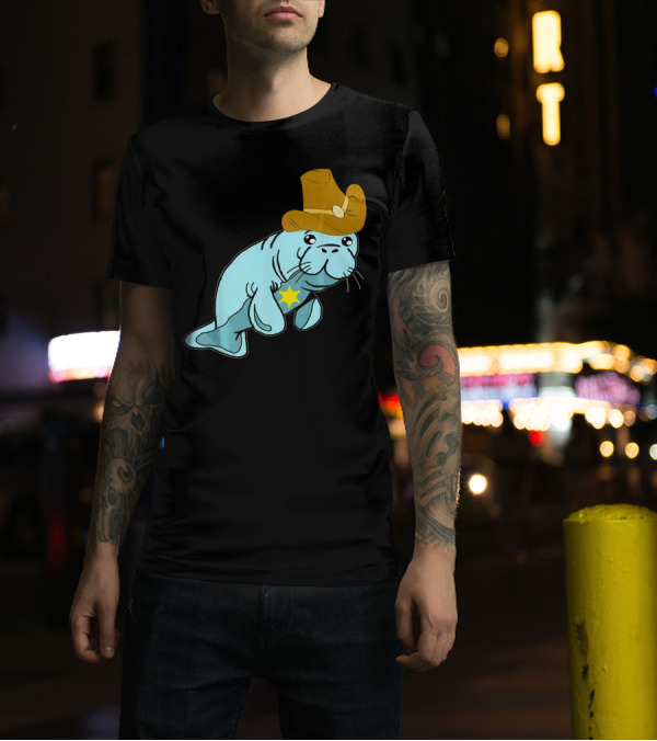 Cowboy Manatee Sheriff Hat Sea Cows T-Shirt
