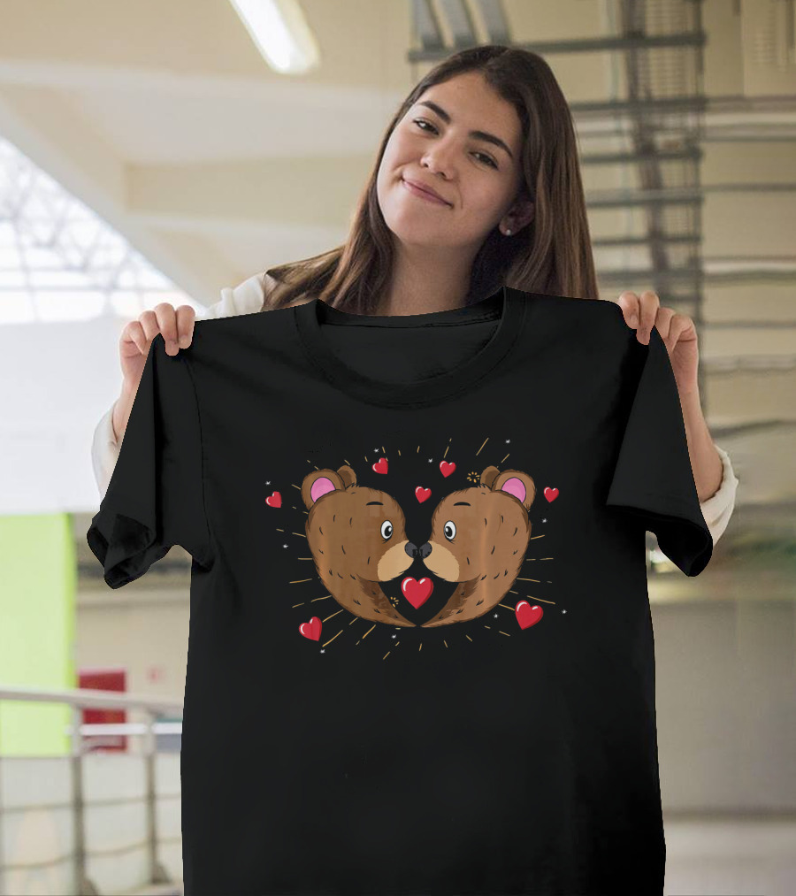 Bear Lovers Valentines Day Hearts Girl Women T-Shirt