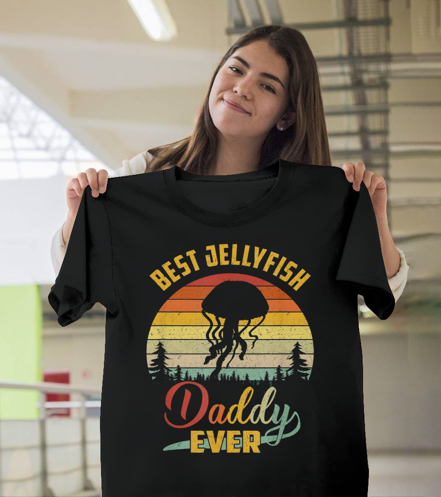 Best Jellyfish Daddy Ever Retro Vin T-Shirt