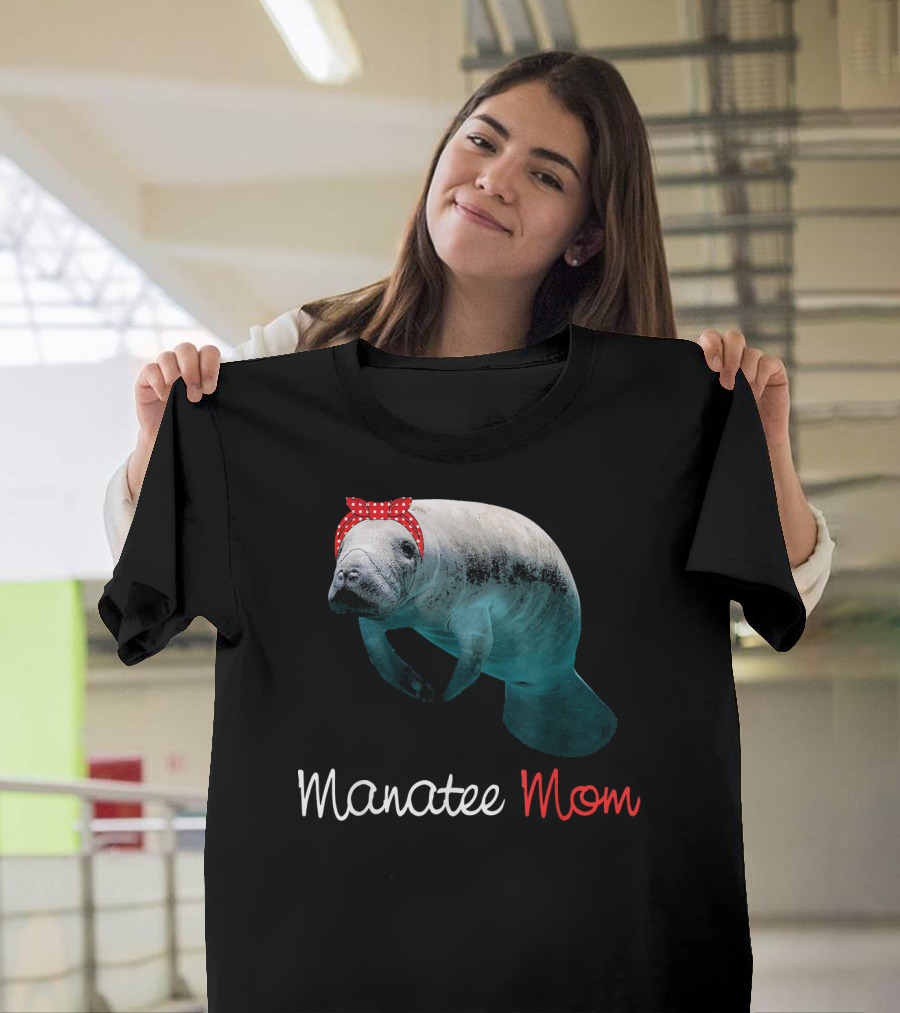 Manatee Mom with Red Bandana T-Shirt