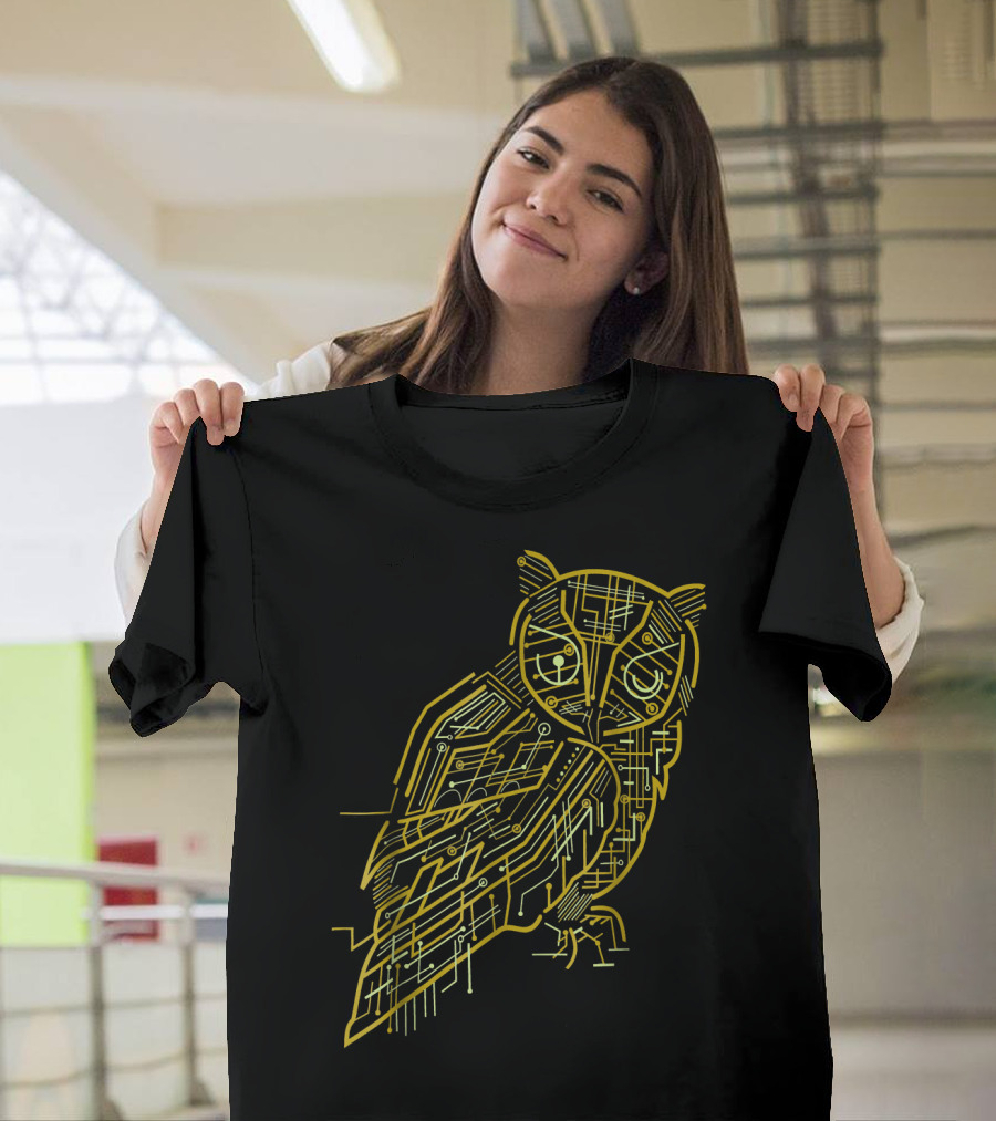 Electric Circuit Owl Illuminated T-Shirt