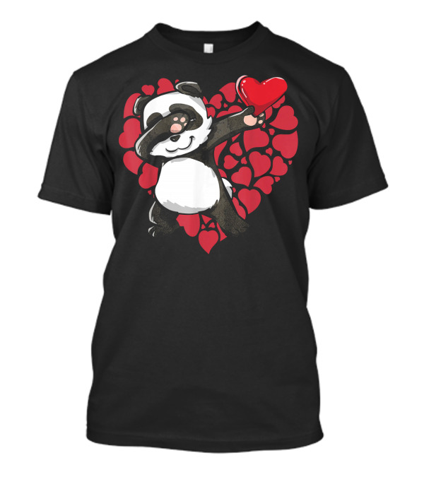 Dabbing Panda Heart Valentine Party T-Shirt