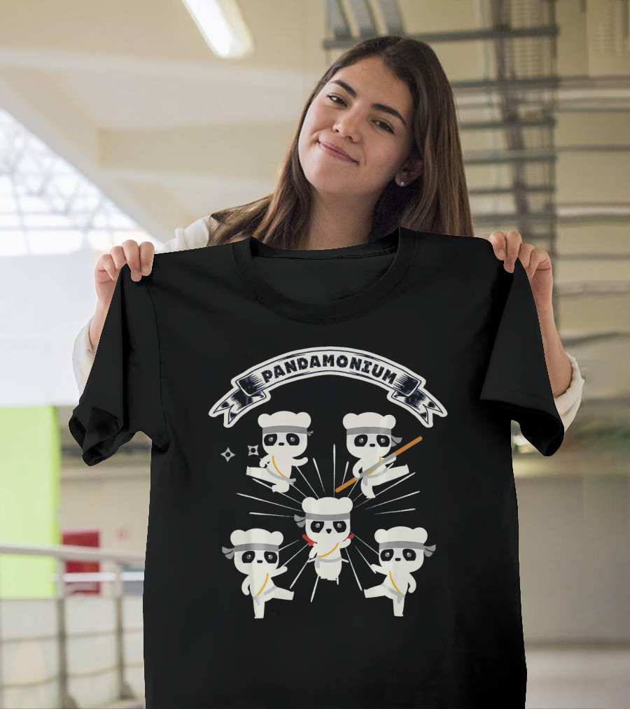 Pandamonium Dancing Panda Chefs with Martial Arts Moves T-Shirt