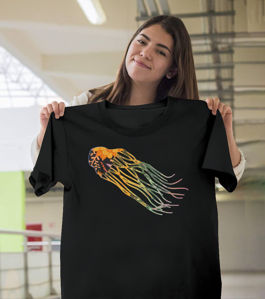 Floral Flower Vintage Retro Jellyfish T-Shirt