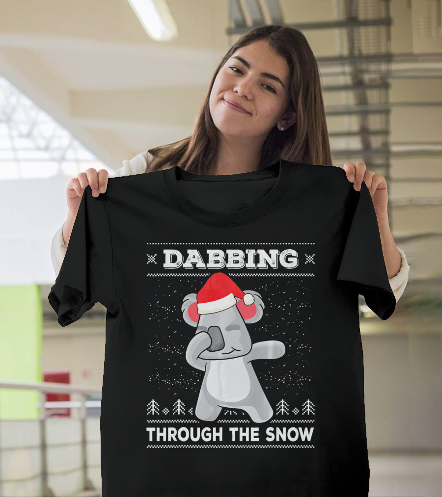 Dabbing Through The Snow Festive Koala Bear Santa Hat T-Shirt