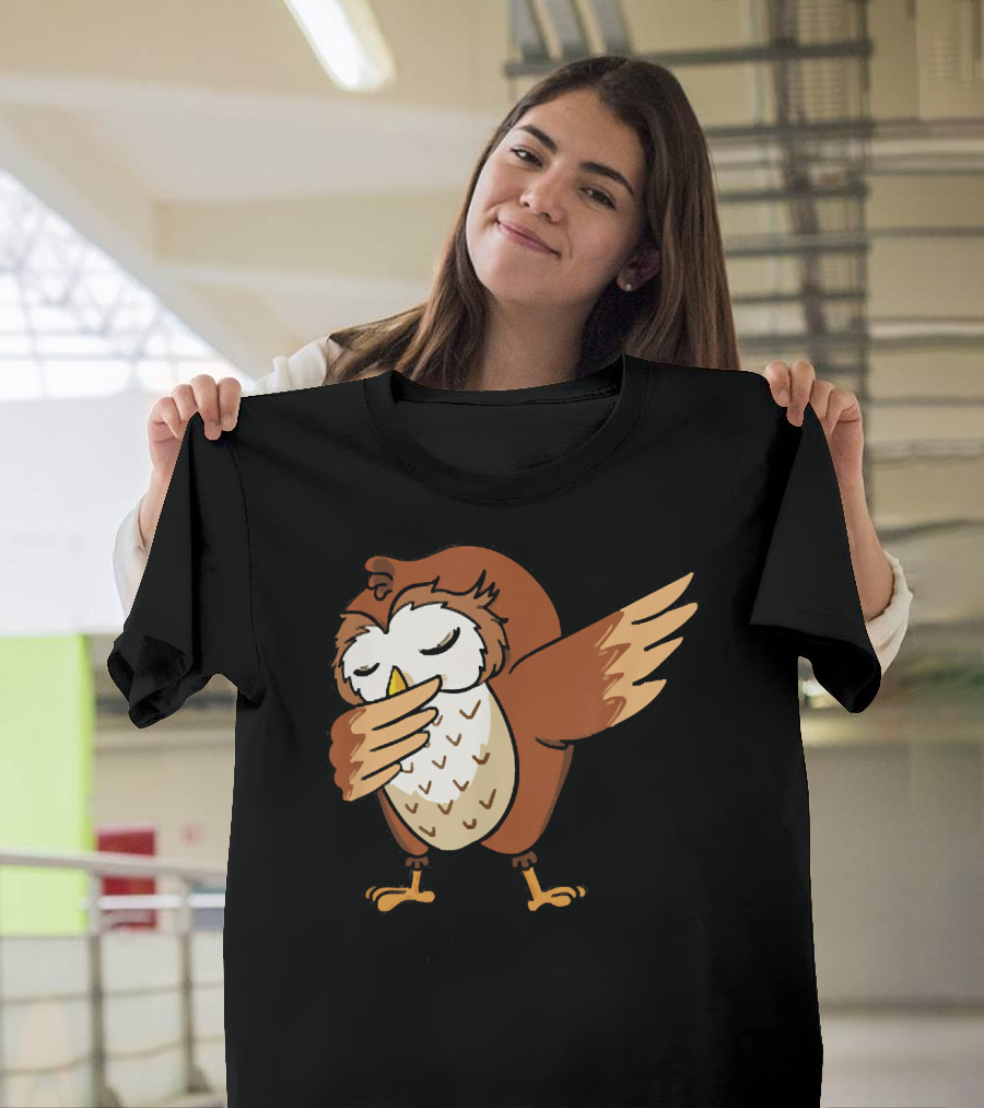 Dabbing Owl Owl Cute Cartoon Dab Bird T-Shirt