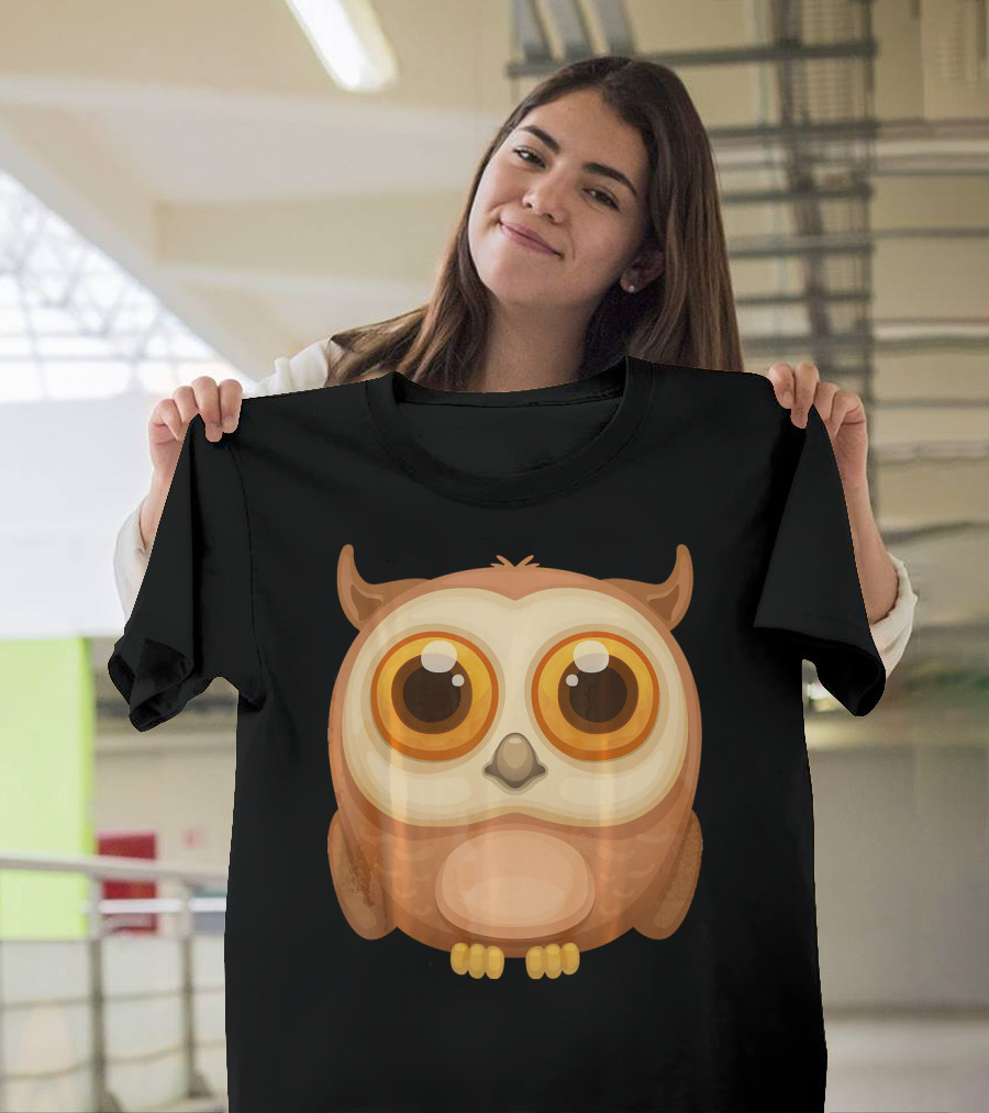 Wise Geometric Owl with Big Eyes T-Shirt