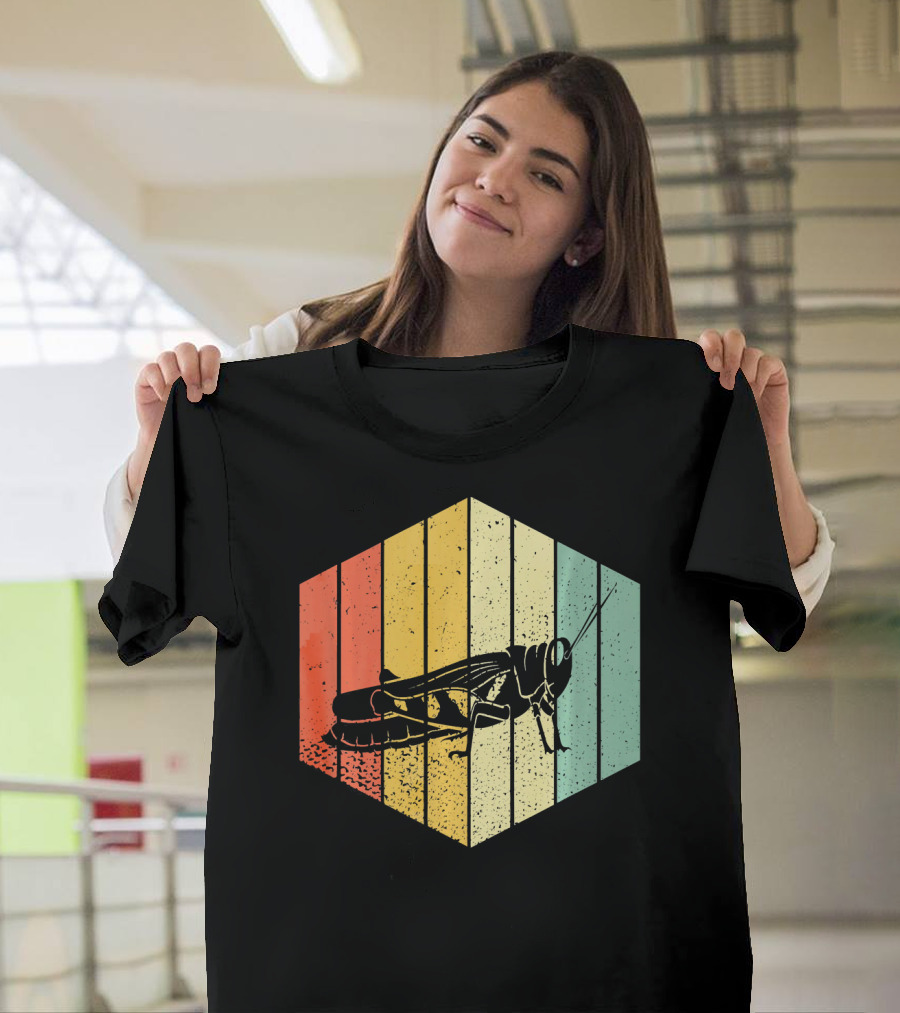 Retro Vintage Grasshopper Hexagon Stripes T-Shirt