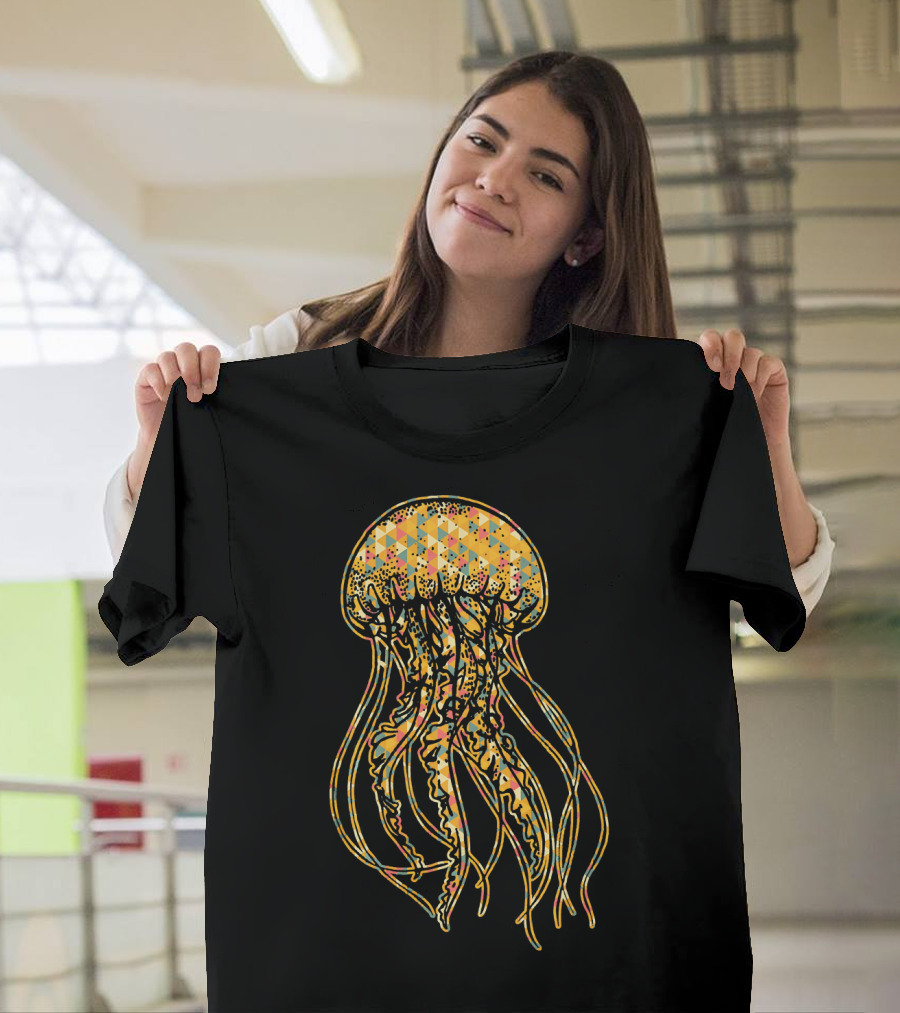 Jellyfish Jellyfish Geometric Colorful Triangles T-Shirt