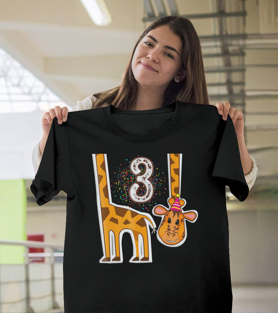 I Am 3 Giraffe Zoo 3rd Birthday T-Shirt