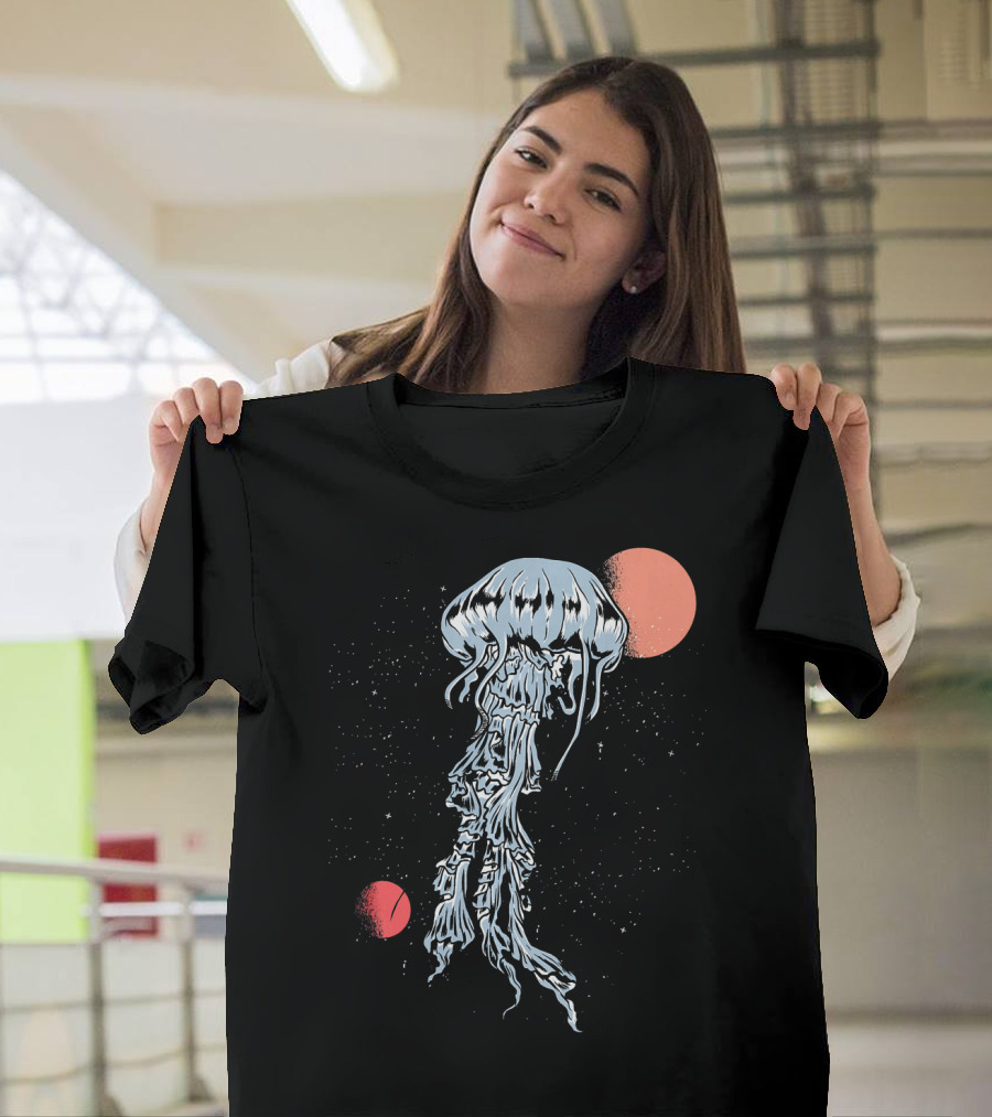 Jellyfish Galaxy Space Ocean Animal Scuba Planet Starry Night T-Shirt