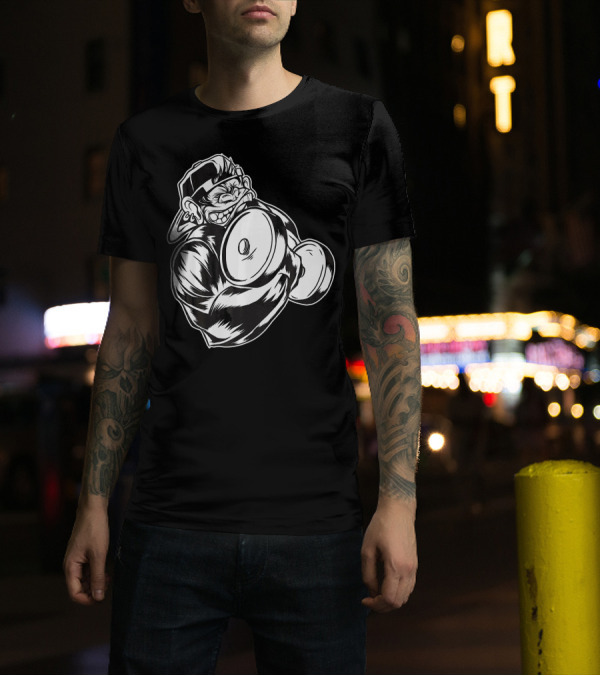 Gorilla Bicep Curl Weightlifting Power Flex Beast T-Shirt