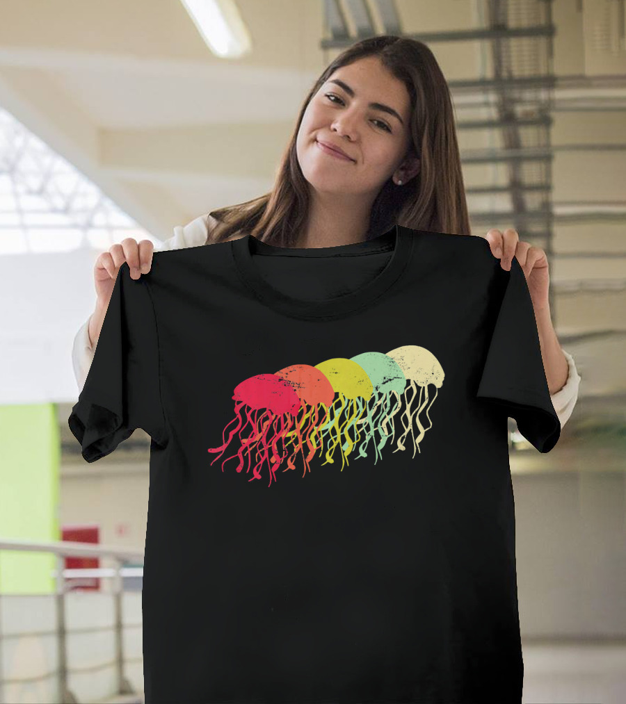 Jellyfish Retro Vibrant Marine Life T-Shirt
