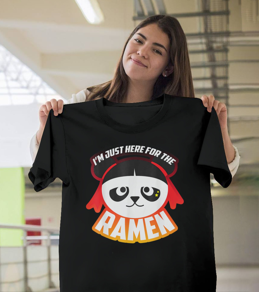 I'm Just Here for the Ramen Panda with Red Bandana T-Shirt
