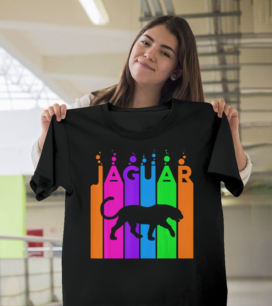 Jaguar Rainbow Bubble Silhouette Animal Lover T-Shirt