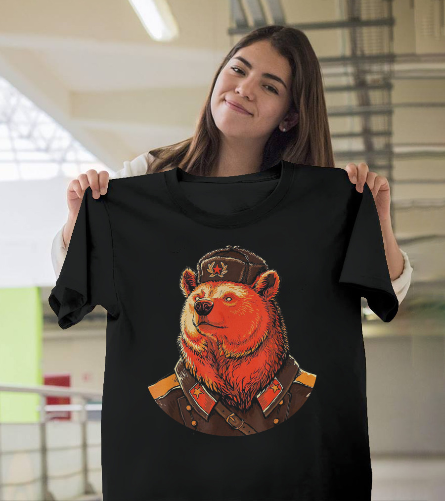 Mens Soviet Union Bear in Communist Military Uniform USSR T-Shirt